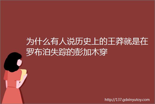 为什么有人说历史上的王莽就是在罗布泊失踪的彭加木穿